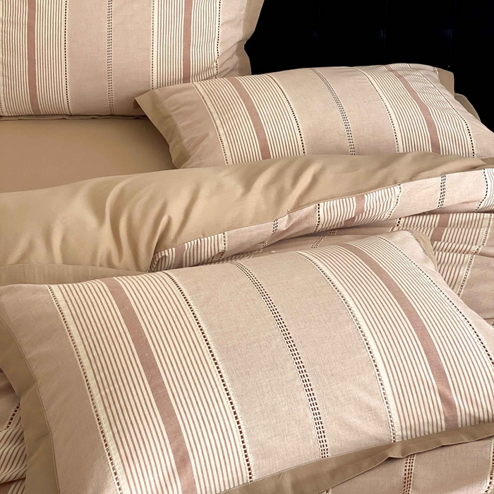 91家纺网 家纺一手货源 找家纺 旷野2025新款全棉纯棉色织空气层提花泡泡纱四件套 悉尼海岸-棕