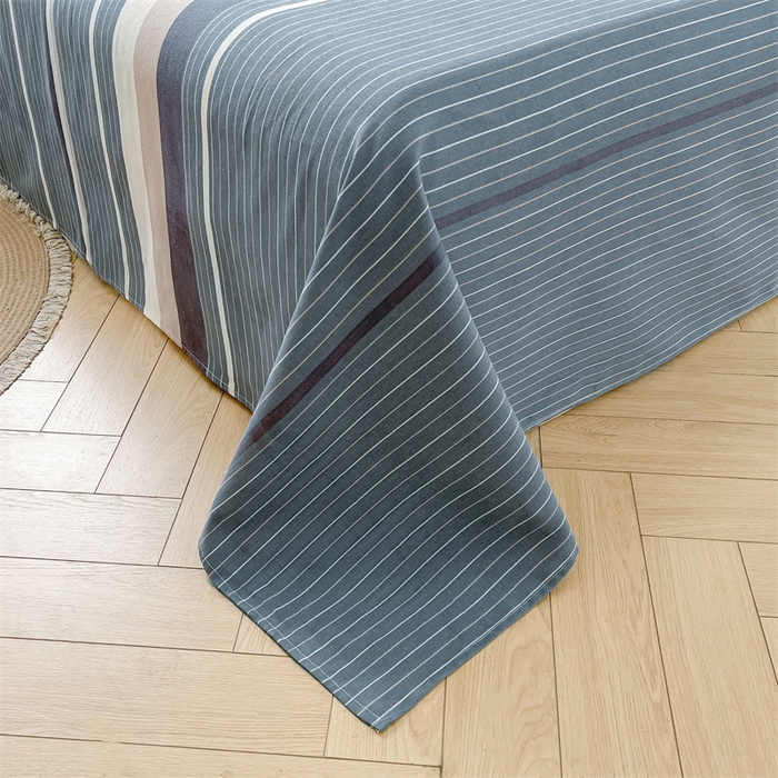 91家纺网 家纺一手货源 找家纺 美梦里 2025新款无印老粗布床单凉席席子 豆蔻蓝