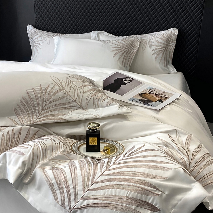 91家纺网 家纺一手货源 找家纺 （总）优悦 2025新款冰丝简奢绣花四件套