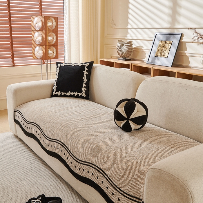 91家纺网 家纺一手货源 找家纺 沐沐2026新款异形波点沙发垫 卡其