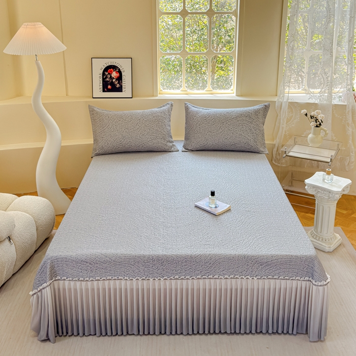 91家纺网 家纺一手货源 找家纺 棉生活家纺 2025新款高端款冰离子超软按摩凉席 豹纹-灰-床裙款