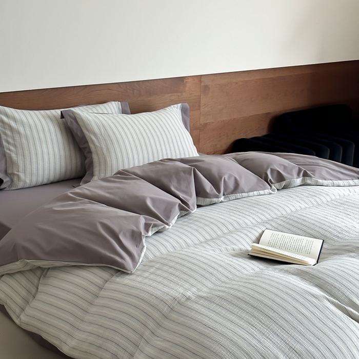 91家纺网 家纺一手货源 找家纺 旷野2025新款全棉纯棉A类婴幼儿级双层纱皱皱纱四件套 理想三旬-灰