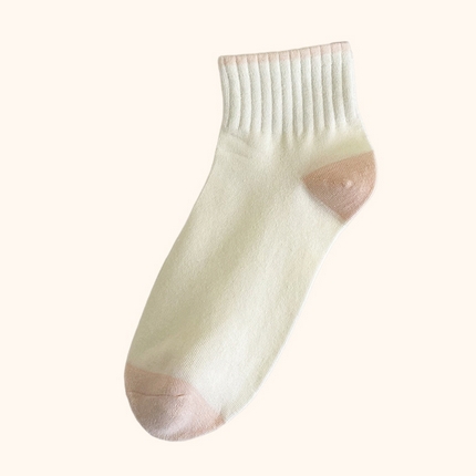 良品汇馆女脚跟撞色短袜 粉色