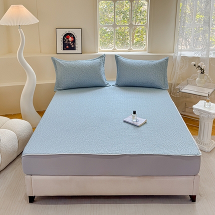 棉生活家纺 2025新款高端款冰离子超软按摩凉席 豹纹-兰-床笠款