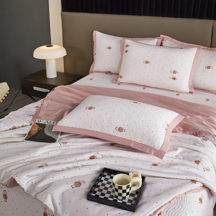 91家纺网 家纺一手货源 找家纺 （总）莎果 2025春夏莫代尔印花高温砂洗床盖三件套四件套