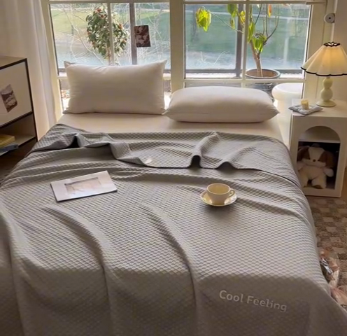 91家纺网 家纺一手货源 找家纺 阿牛席业 2025春夏新款双面云母夏被夏凉被空调被 沐夏-雪山灰