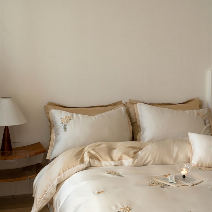 91家纺网 家纺一手货源 找家纺 FORTWO家纺原创设计（FOR TWO家纺） 2025新款60支兰精天丝毛巾绣四件套-断角款 小确幸