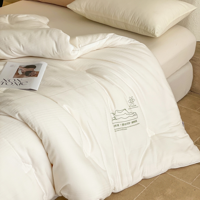91家纺网 家纺一手货源 找家纺 圣梦莱羽绒家纺 2025新款全棉水洗棉冬被超柔四季被提花30%大豆被芯夏凉被 冬被