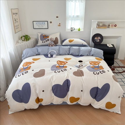 91家纺网 家纺一手货源 找家纺 （总）可可家纺 2025新款印花卡通芦荟棉四件套亲肤床单被套三件套