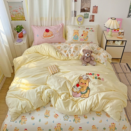 一霖家纺 2025新款高克重云朵棉数码印花＋毛巾绣四件套