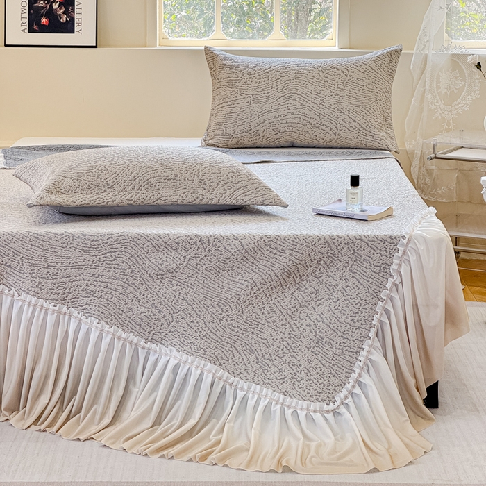 91家纺网 家纺一手货源 找家纺 棉生活家纺 2025新款高端款冰离子超软按摩凉席 豹纹-香槟-床裙款