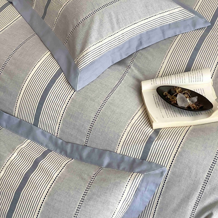 91家纺网 家纺一手货源 找家纺 旷野2025新款全棉纯棉色织空气层提花泡泡纱四件套 悉尼海岸-蓝