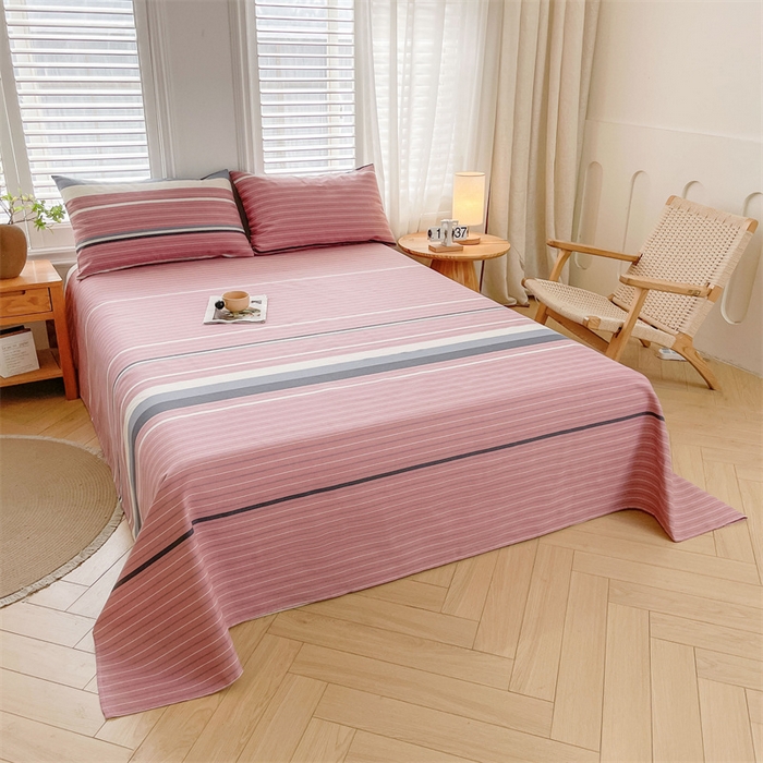 91家纺网 家纺一手货源 找家纺 美梦里 2025新款无印老粗布床单凉席席子 豆蔻粉