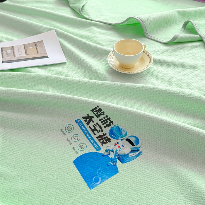 91家纺网 家纺一手货源 找家纺 阿牛席业 2025春夏新款双面云母夏被夏凉被空调被 太空-琉璃绿