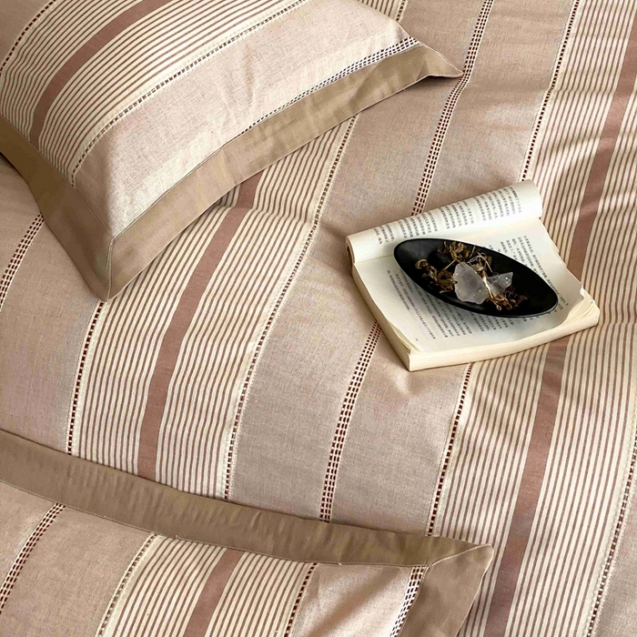 91家纺网 家纺一手货源 找家纺 旷野2025新款全棉纯棉色织空气层提花泡泡纱四件套 悉尼海岸-棕