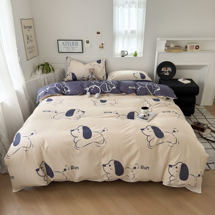 91家纺网 家纺一手货源 找家纺 （总）可可家纺 2025新款印花卡通芦荟棉四件套亲肤床单被套三件套