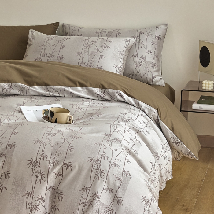 91家纺网 家纺一手货源 找家纺 琪格格纺织  2025新款色织天丝棉提花四件套 竹溪-咖