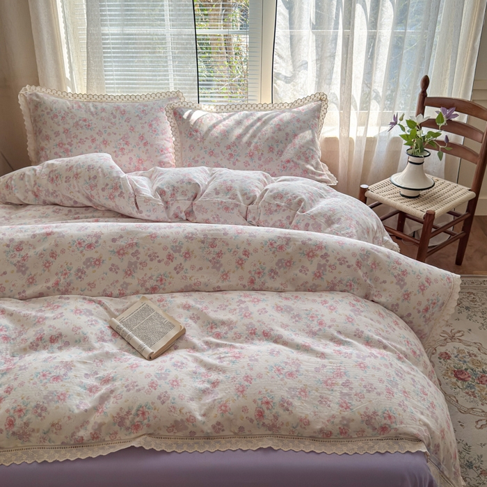 91家纺网 家纺一手货源 找家纺 曼之夏 2025新款A类全棉双层纱花边四件套 丽莎