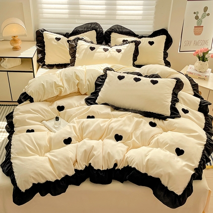 91家纺网 家纺一手货源 找家纺 （总）艺玲家纺 2025新款赫本风系列法式花边水洗棉四件套