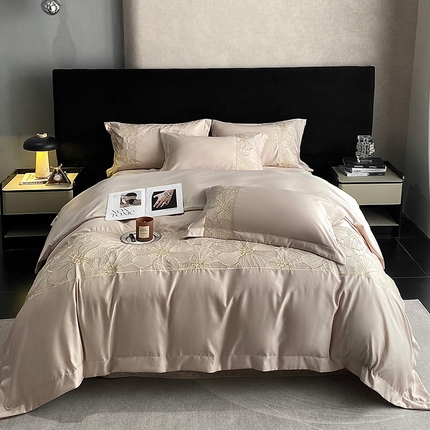 91家纺网 家纺一手货源 找家纺 （总）优悦 2025新款冰丝简奢绣花四件套