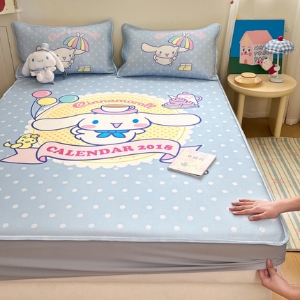  博雅新款三丽欧A类大版数码印花1200D冰丝凉席-床笠款 欢乐玉桂狗