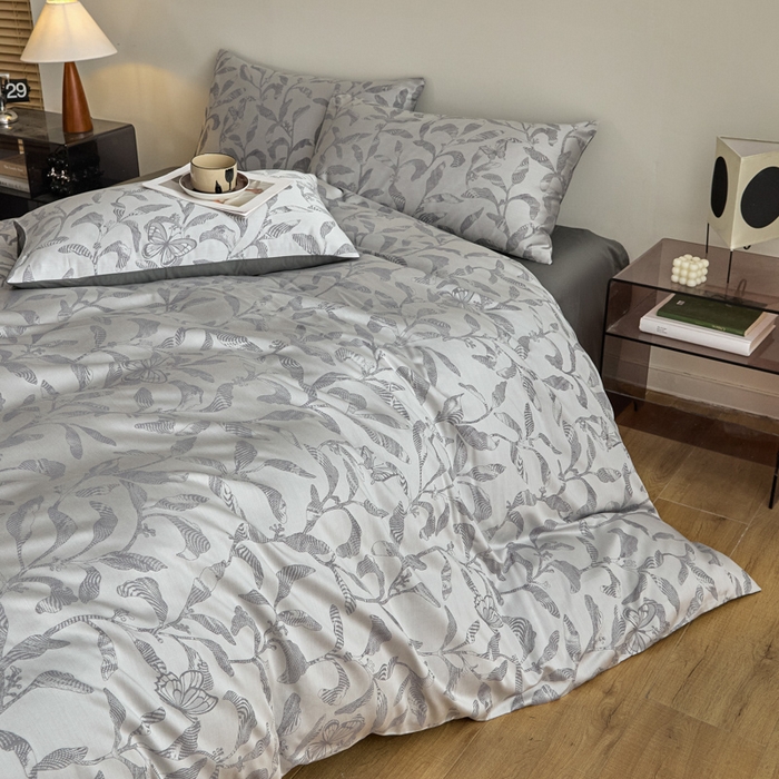 91家纺网 家纺一手货源 找家纺 琪格格纺织  2025新款色织天丝棉提花四件套 初叶