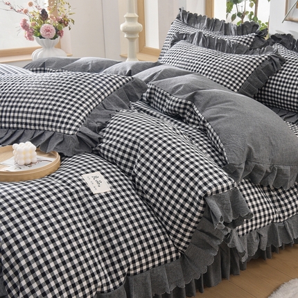 91家纺网 家纺一手货源 找家纺  （总）茉保家纺 2025新款水洗棉床盖四件套-无印