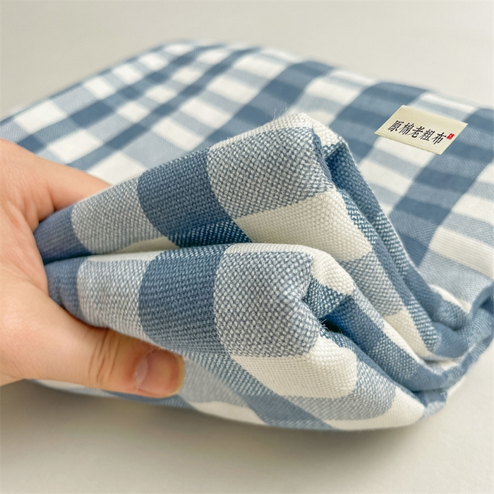 91家纺网 家纺一手货源 找家纺 美梦里 2025新款无印老粗布床单凉席席子 蓝小格