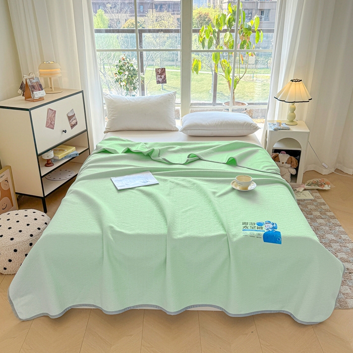 91家纺网 家纺一手货源 找家纺 阿牛席业 2025春夏新款双面云母夏被夏凉被空调被 太空-琉璃绿