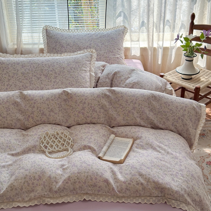 91家纺网 家纺一手货源 找家纺 曼之夏 2025新款A类全棉双层纱花边四件套 恩彩