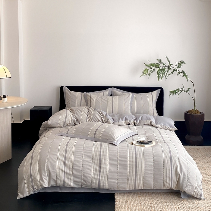 91家纺网 家纺一手货源 找家纺 （总）旷野2025新款全棉纯棉色织空气层提花泡泡纱四件套