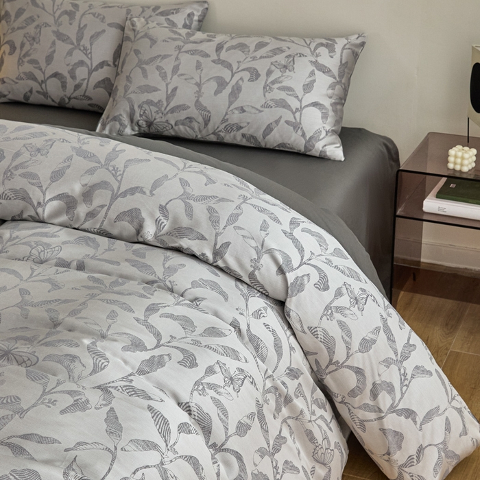 91家纺网 家纺一手货源 找家纺 琪格格纺织  2025新款色织天丝棉提花四件套 初叶