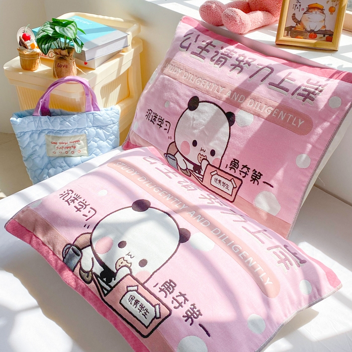 91家纺网 家纺一手货源 找家纺 美宜家 2025新款40*60儿童纯棉A类纱布枕巾乳胶专用高档枕巾 优秀 一对