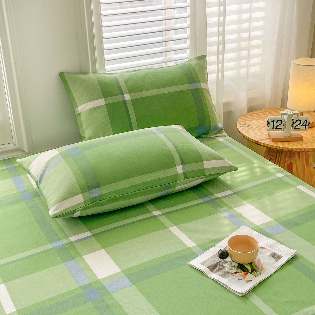 91家纺网 家纺一手货源 找家纺 美梦里 2025新款无印老粗布床单凉席席子 莉亚绿