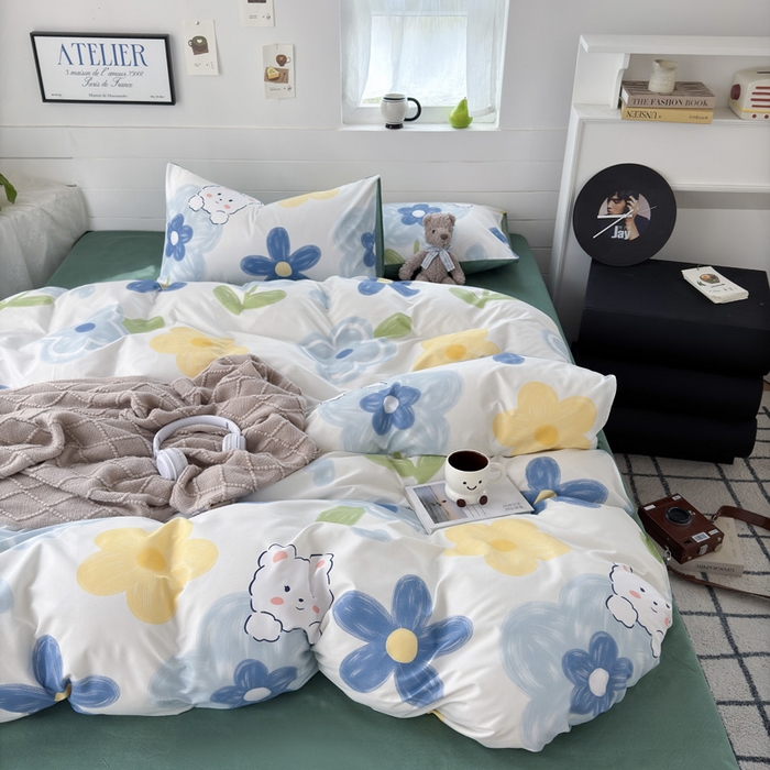 91家纺网 家纺一手货源 找家纺 可可家纺 2025新款印花卡通芦荟棉四件套亲肤床单被套三件套 宠物园地