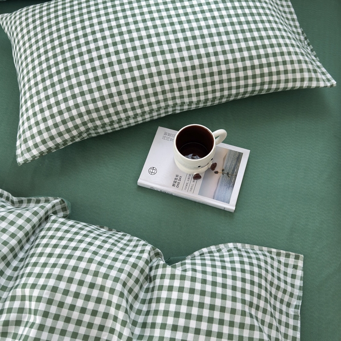 91家纺网 家纺一手货源 找家纺 可可家纺 2025新款印花卡通芦荟棉四件套亲肤床单被套三件套 绿小格