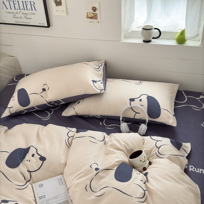 91家纺网 家纺一手货源 找家纺 （总）可可家纺 2025新款印花卡通芦荟棉四件套亲肤床单被套三件套