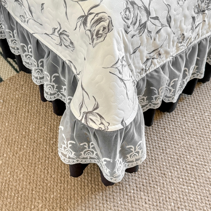 91家纺网 家纺一手货源 找家纺 绣女坊 2025新款时尚印花水洗棉被套款床盖四件套-赫本风 赫本风-玫瑰