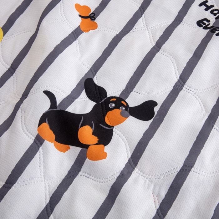 91家纺网 家纺一手货源 找家纺 乐居坊2025新款亲肤舒适印花芦荟棉夏凉被四件套 呆萌狗