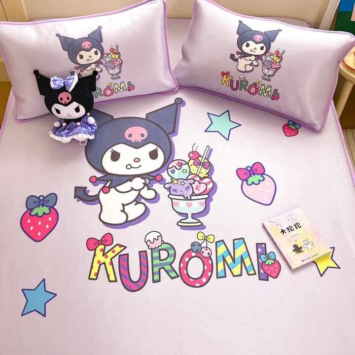 91家纺网 家纺一手货源 找家纺  博雅新款三丽欧A类大版数码印花1200D冰丝凉席-床笠款 开心库洛米