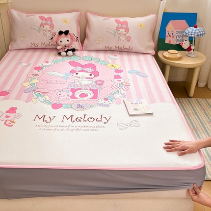  博雅新款三丽欧A类大版数码印花1200D冰丝凉席-床笠款 魔法美乐蒂