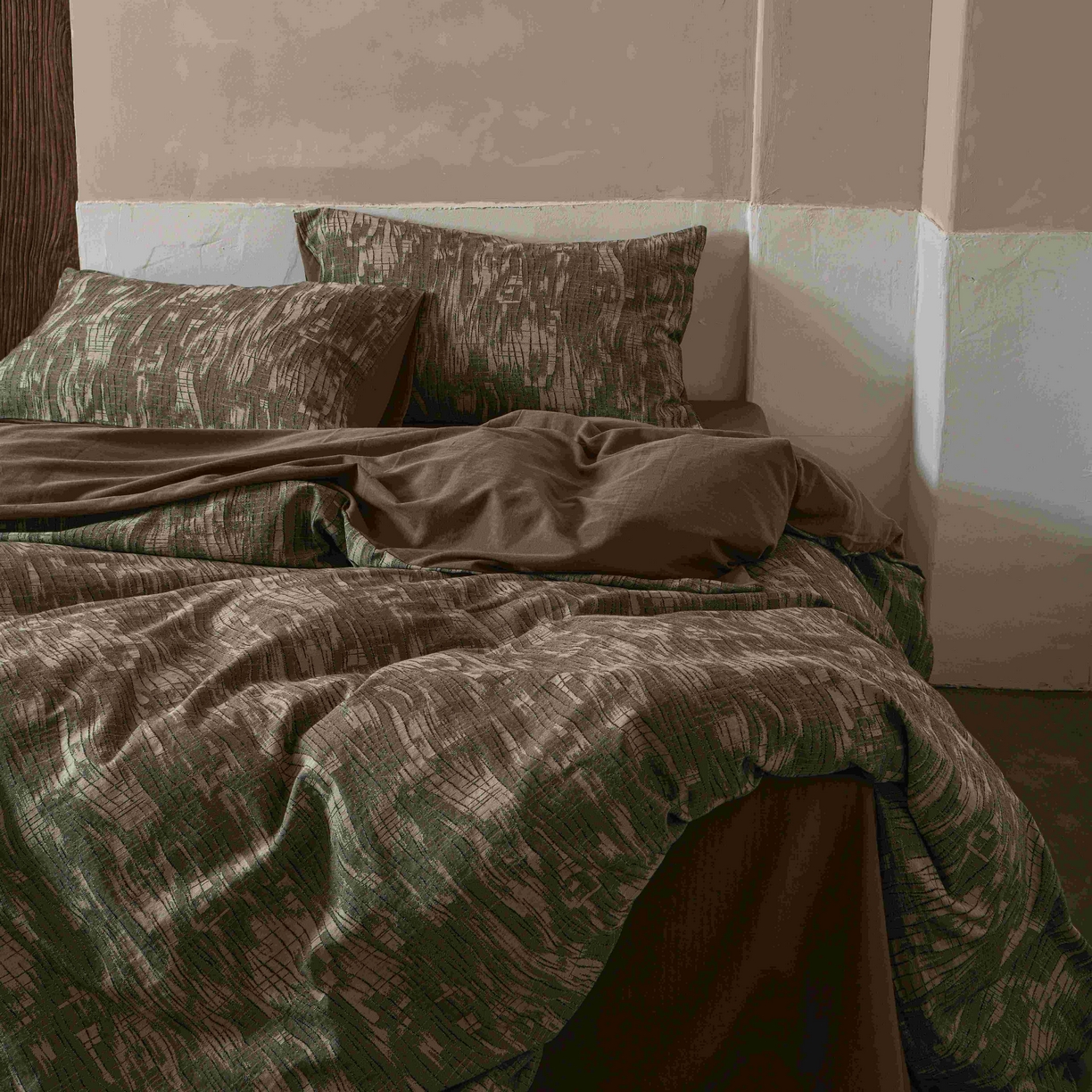 91家纺网 家纺一手货源 找家纺 云上 2025全棉色织大提花床品·侘寂潮汐   潮汐-金