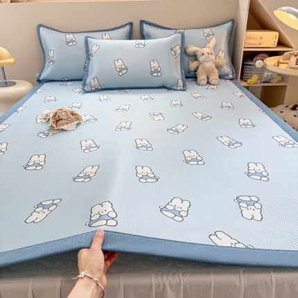 91家纺网 家纺一手货源 找家纺 （总）典曼家纺 2025新款600D数码印花冰藤席席子凉席-床席款