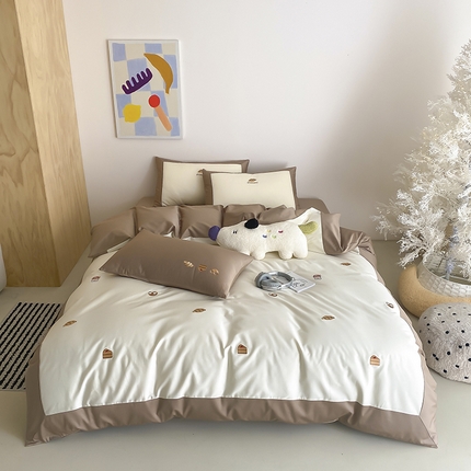 （总）时亿 2025新款100支长绒棉春夏拼接款四件套