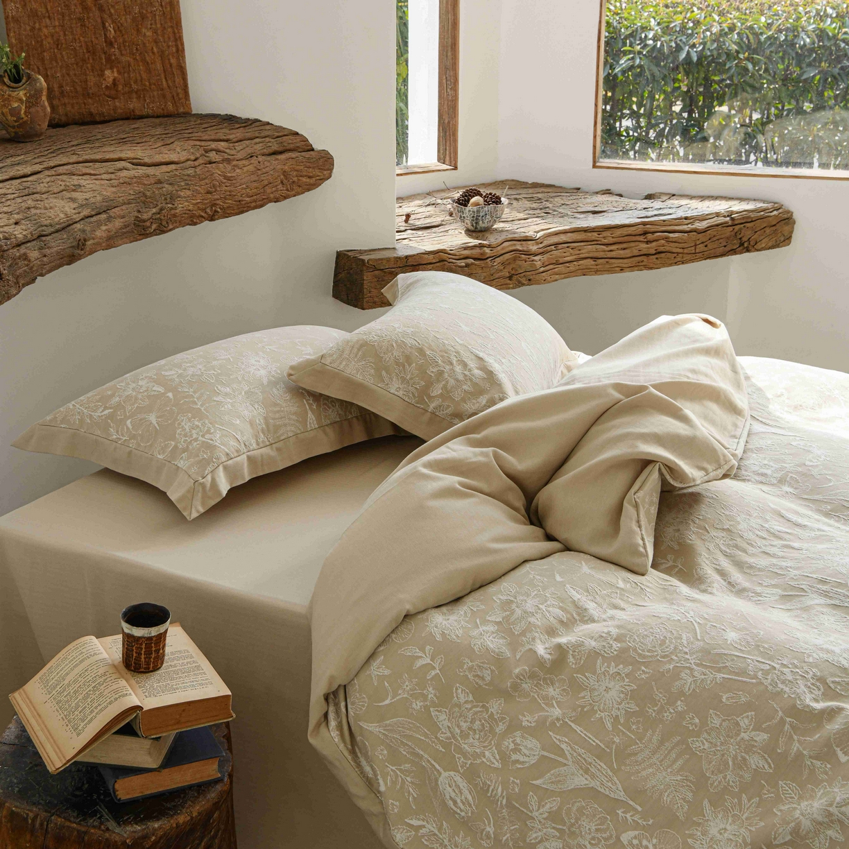 91家纺网 家纺一手货源 找家纺 云上 2025全棉提花床品系列·蝶舞花间 蝴蝶-卡其