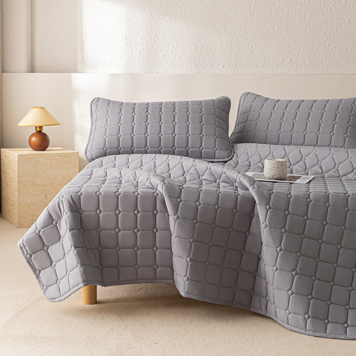 91家纺网 家纺一手货源 找家纺 欧邦 2025春夏新款四季款无印风纯色水洗棉床褥榻榻米床垫 床垫-中灰