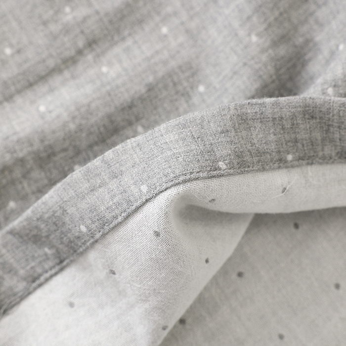 91家纺网 家纺一手货源 找家纺 伊嫚家居 2025新款日式无印风良品全棉双层纱睡衣女纯棉短袖短裤睡衣夏季纯棉短袖家居服 灰色波点男