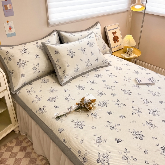 91家纺网 家纺一手货源 找家纺 典曼家纺 2025新款600D数码印花冰藤席席子凉席-床席款 时光清浅