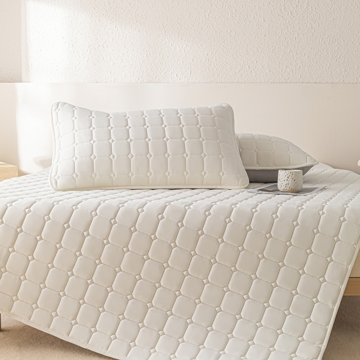 91家纺网 家纺一手货源 找家纺 欧邦 2025春夏新款四季款无印风纯色水洗棉床褥榻榻米床垫 床垫-本白