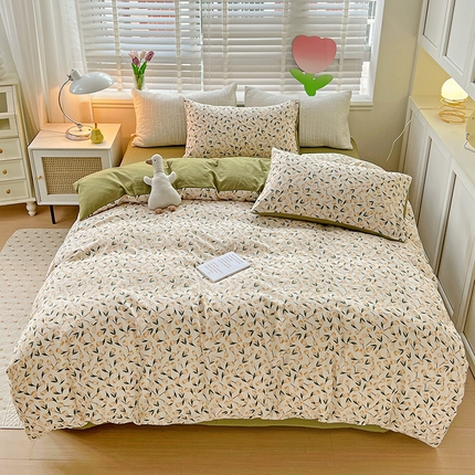 91家纺网 家纺一手货源 找家纺 （总）王朝国际 2025新款直播热款有氧提花有氧双层纱碎花单被套